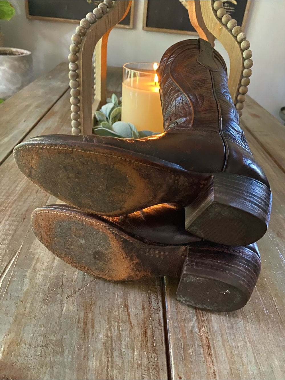 Vtg Luchesse Leather Western San Antonio 8083 Cowboy Boots Womens 7B Brown - Picture 5 of 8